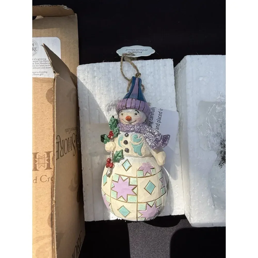 Enesco Jim Shore - Wonderland Snowman w/Holly Ornament #4058750 New! NWT-Lo10